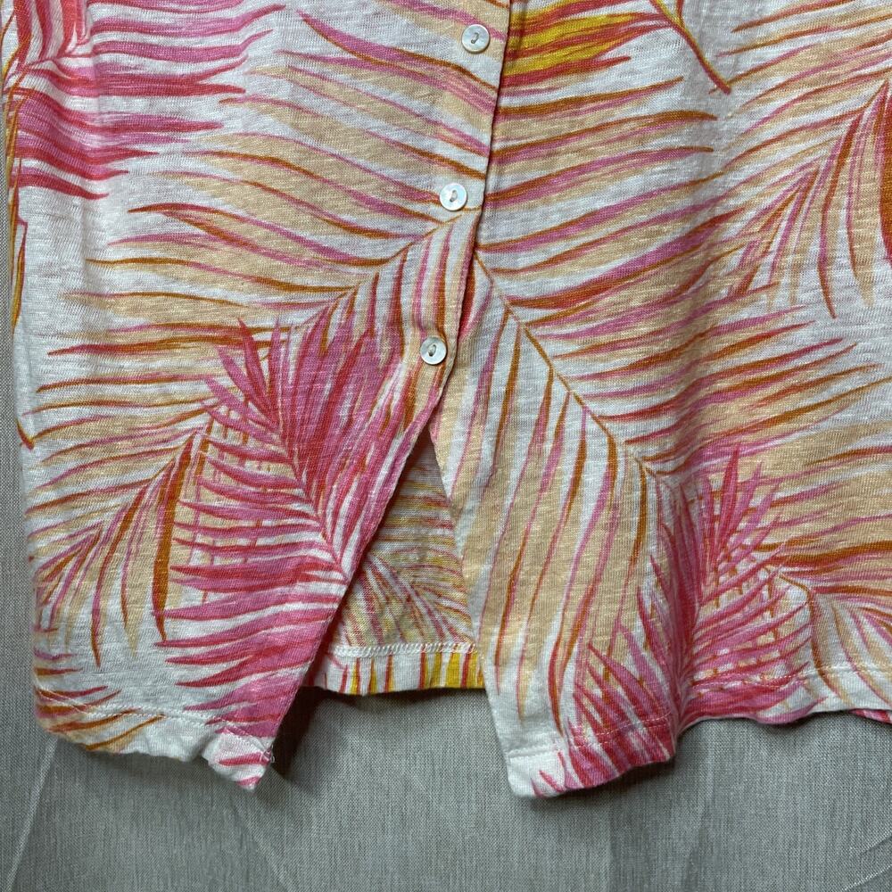 Tahari - Floral/Beach/Tropical Linen Top Size Med -Pink & Orange - Back Buttons - Picture 4 of 6